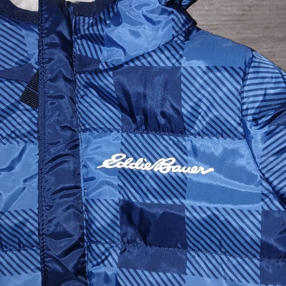 Navy Blue Eddie Bauer Fleece Lined Hooded Puffer INFANT 0/3Months Baby